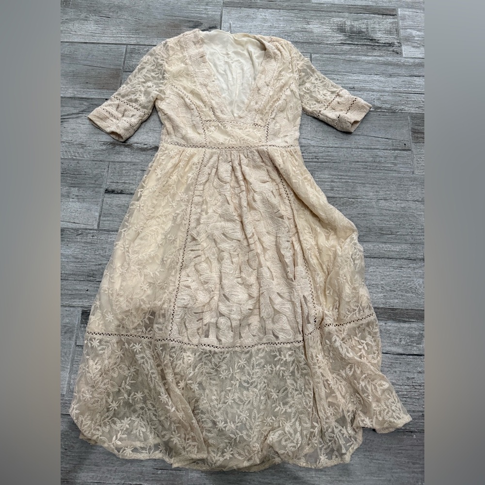 Free People Cream Fabric with Bronze Tag